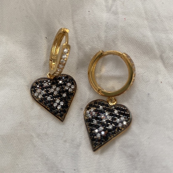 GABI RIELLE 14K Yellow Gold Vermeil Pave Huggie Earrings - Picture 3 of 4